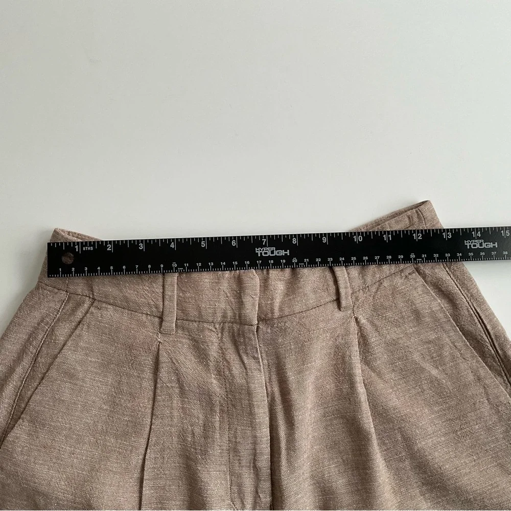 Old Navy Women's Trouser Shorts Sz S Beige Linen Blend Pockets Elastic Back Chic - Picture 4 of 9